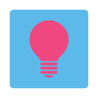 Elektrikli ampul düz pembe ve mavi renkler düğmesini yuvarlak