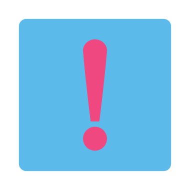 Ünlem işareti yuvarlak düz pembe ve mavi renkler düğmesi