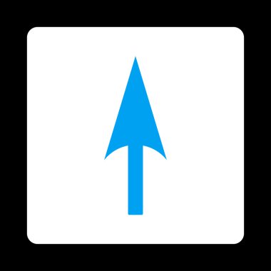 Ok eksen Y düz mavi ve beyaz renkler düğmesini yuvarlak