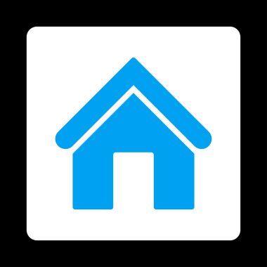 Yuvarlak ev düz mavi ve beyaz renkler düğmesi