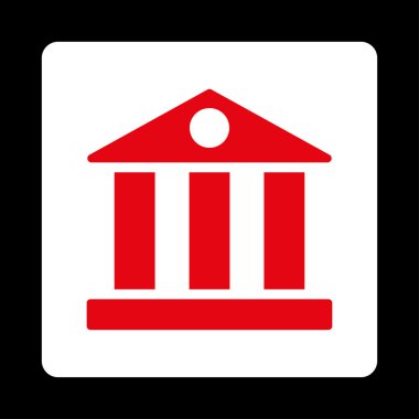 Banka düz kırmızı ve beyaz renkler düğmesini yuvarlak