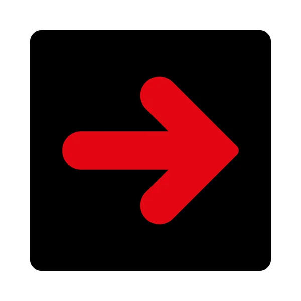 右矢印は、集中的な赤と黒の色をフラット ボタン — ストックベクタ