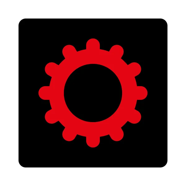 齿轮扁平密集的红色和黑色圆形按钮 — 图库矢量图片