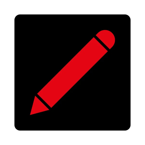 鉛筆の丸みを帯びたフラット集中的な赤と黒の色] ボタン — ストックベクタ