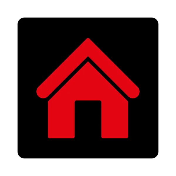 De afgeronde knop Home plat intensieve rode en zwarte kleuren — Stockvector