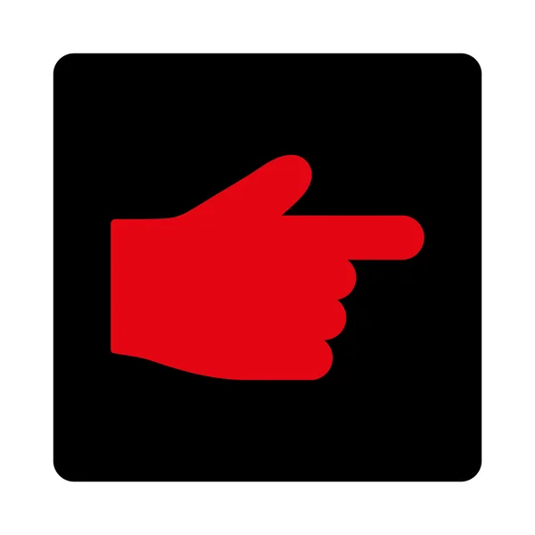 Zeigefinger flach intensive rote und schwarze Farben abgerundeter Knopf — Stockvektor