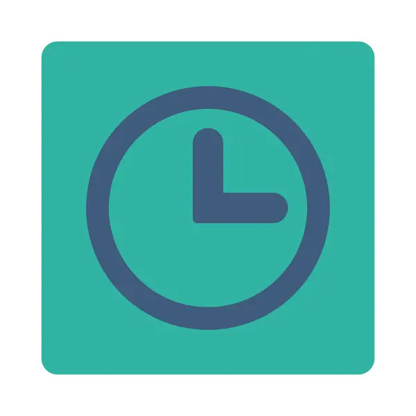 时钟扁平的钴和青色圆形按钮 — 图库矢量图片