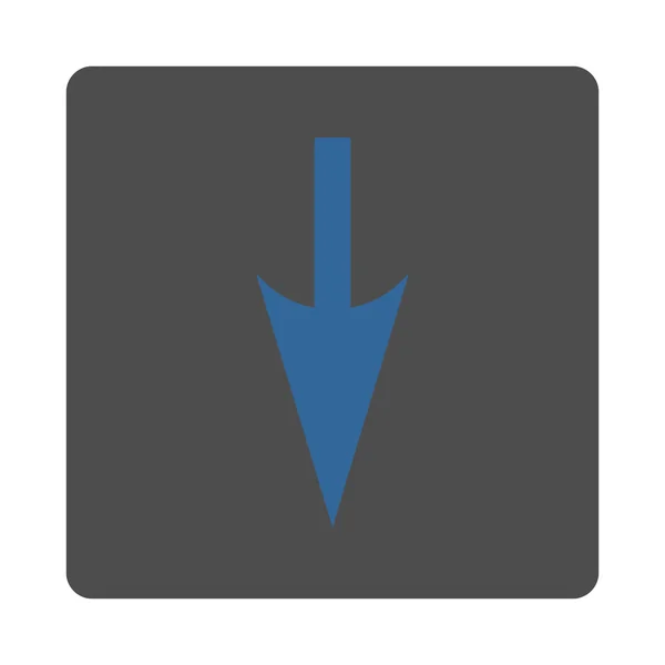 Flecha afilada abajo cobalto plano y colores grises botón redondeado — Archivo Imágenes Vectoriales