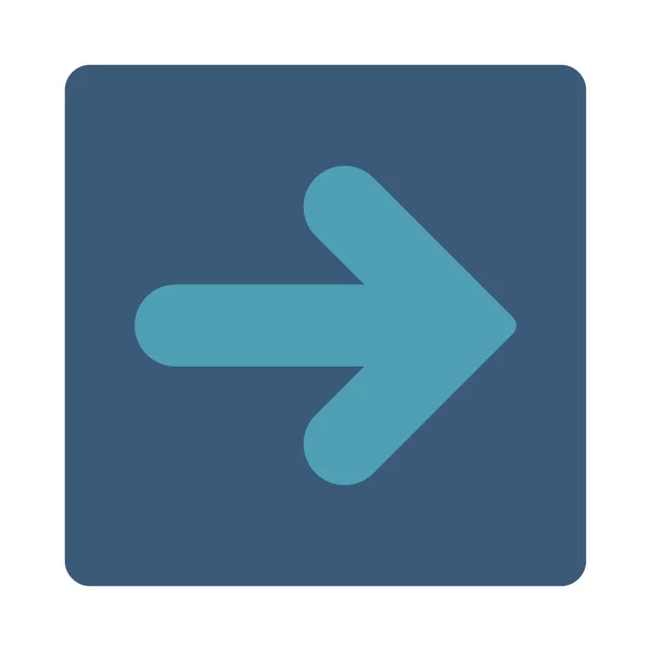 Επίπεδη κυανού και μπλε χρώματα στρογγυλεμένες κουμπί βέλος δεξιά — Διανυσματικό Αρχείο