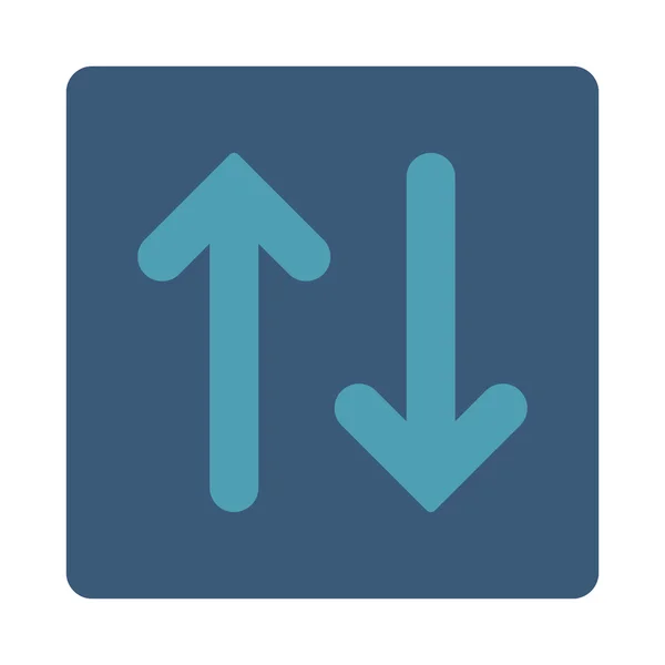 Flip Vertical ciano plana e azul cores arredondadas botão — Vetor de Stock
