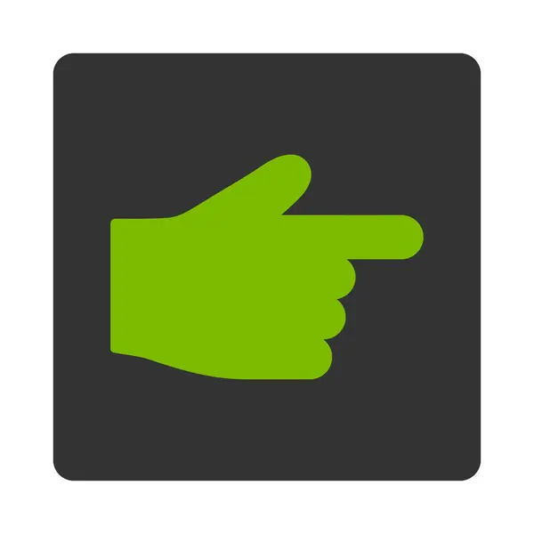 İşaret parmağı düz eko yeşil ve gri renkler düğmesini yuvarlak — Stok Vektör