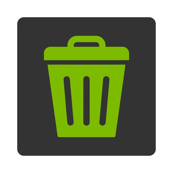 Lixo pode plana eco verde e cinza cores arredondadas botão — Vetor de Stock