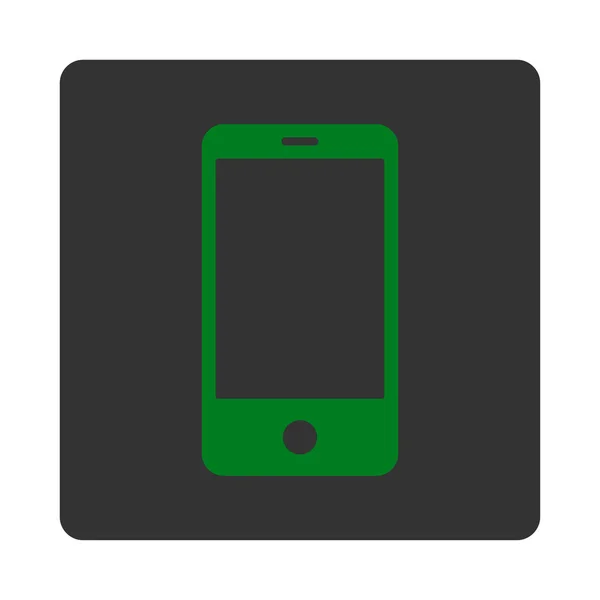 Смартфон плоско-зеленого і сірого кольорів закруглена кнопка — стоковий вектор
