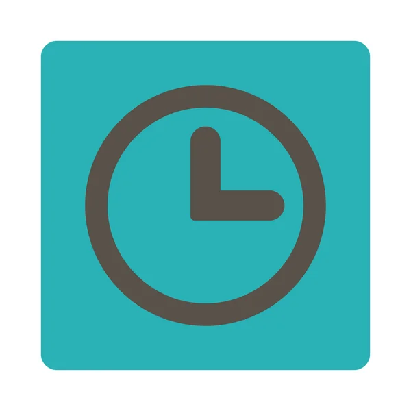 Relógio cinza plana e ciano cores arredondadas botão —  Vetores de Stock