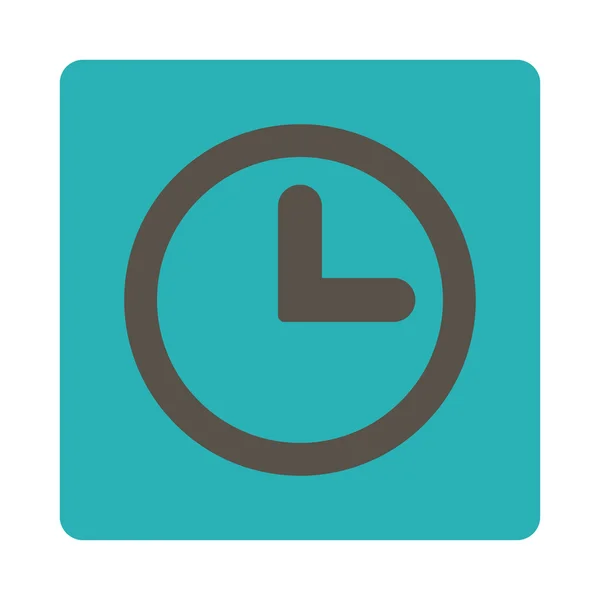 Reloj gris plano y colores cian botón redondeado — Vector de stock