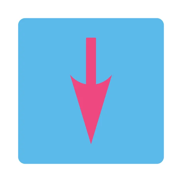 Sharp Down Arrow flat pink and blue colors rounded button — Stock Vector