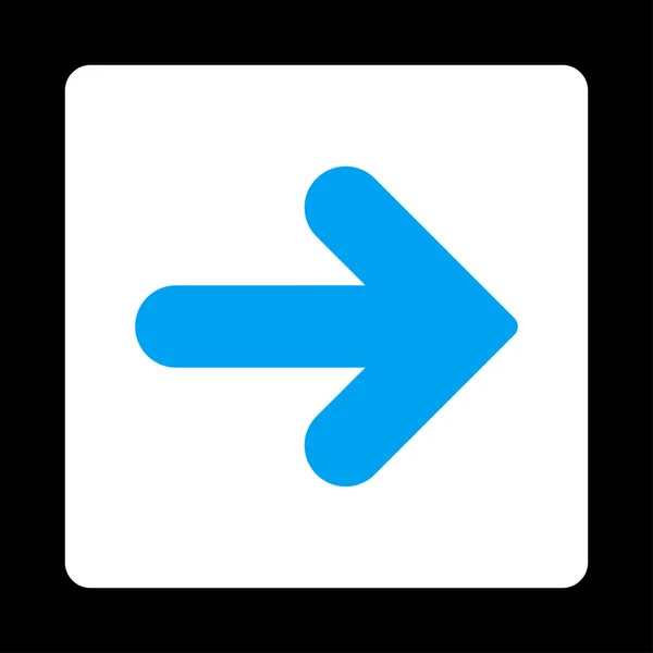 Βέλος δεξιά επίπεδη μπλε και λευκά χρώματα και στρογγυλεμένες κουμπί — Διανυσματικό Αρχείο