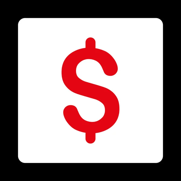 Dollar flache rote und weiße Farben abgerundeter Knopf — Stockvektor