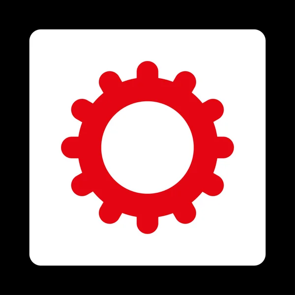 齿轮扁平的红色和白色圆形按钮 — 图库矢量图片
