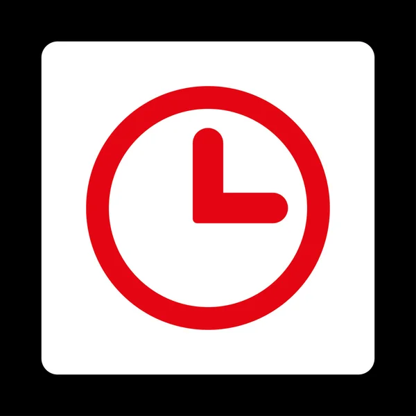クロック フラット赤と白の色の丸いボタン — ストックベクタ
