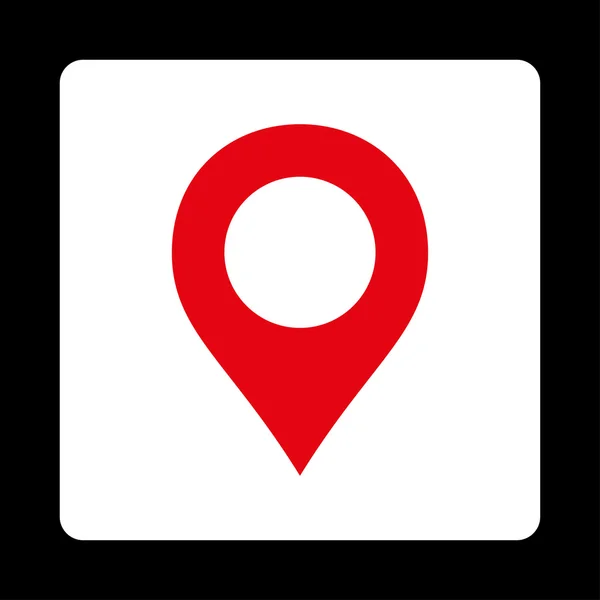 Kaart van Marker plat rode en witte kleuren afgerond knop — Stockvector