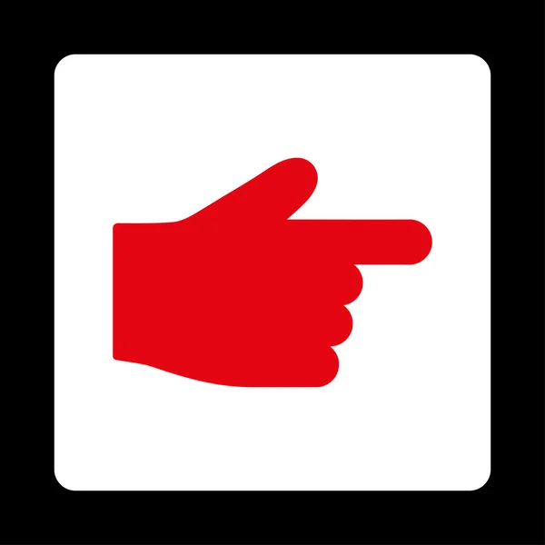 Pekfingret platta röda och vita färger rundade knappen — Stock vektor