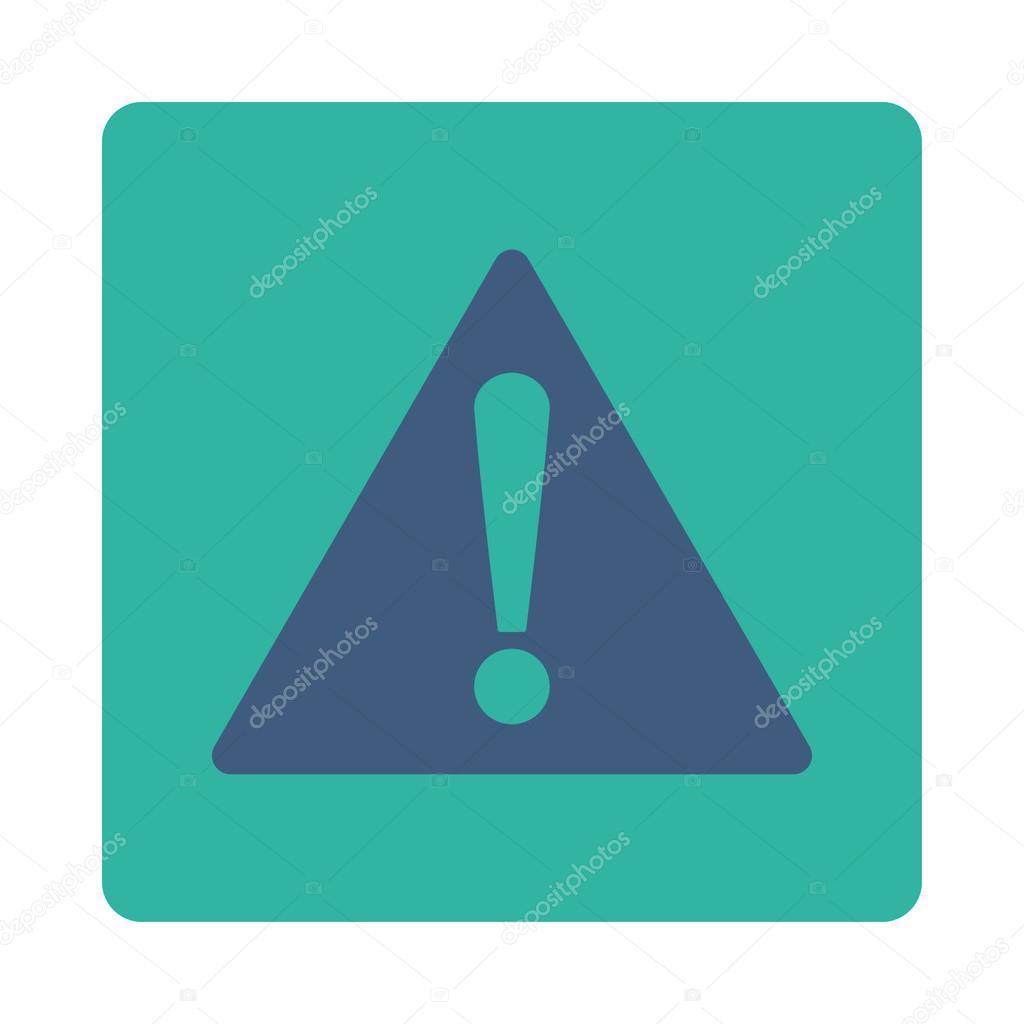 Warning flat cobalt and cyan colors rounded button