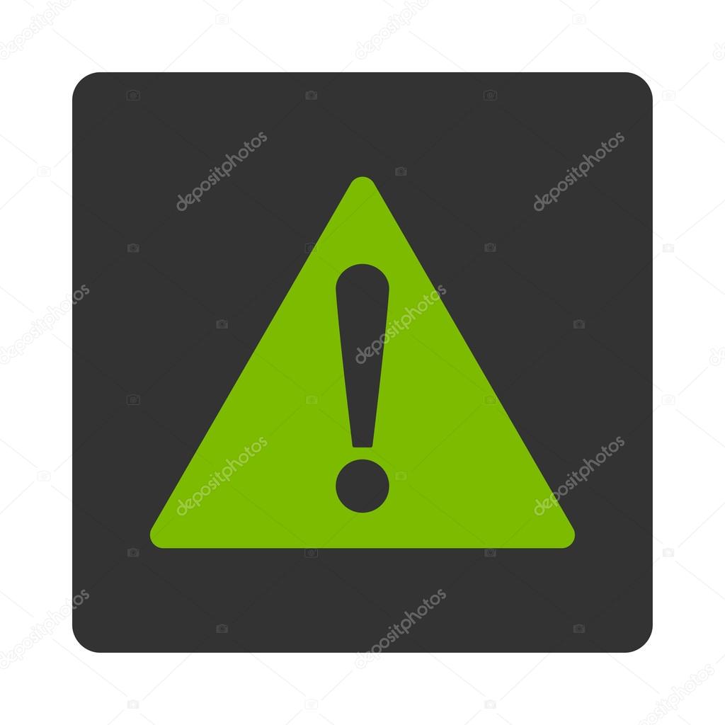 Warning flat eco green and gray colors rounded button