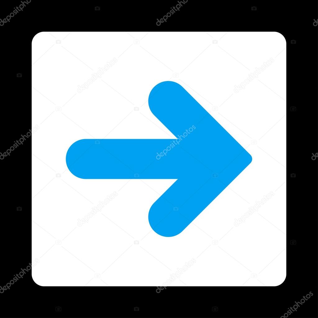 Arrow Right flat blue and white colors rounded button