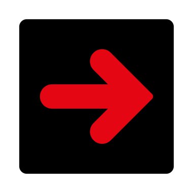 Ok sağ yoğun kırmızı ve siyah renkleri düz yuvarlak düğmesi