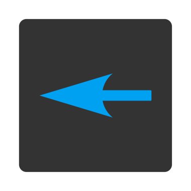 Keskin sol ok düz mavi ve gri renkler düğmesini yuvarlak