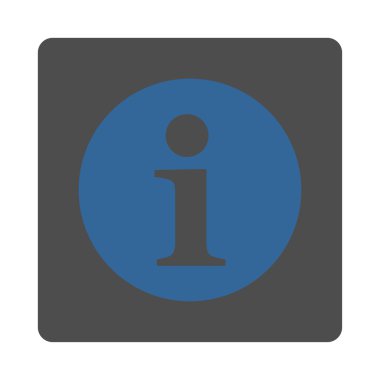 Bilgi düz kobalt ve gri renkler yuvarlak düğmesi