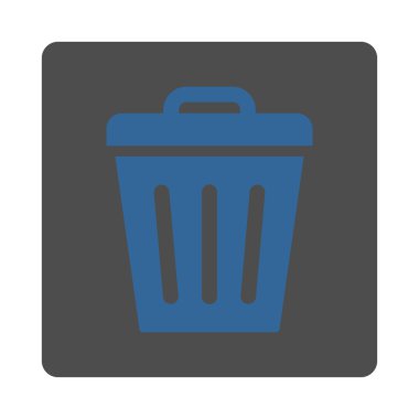 Çöp kutusu-Can düz kobalt ve gri renkler yuvarlak düğmesi