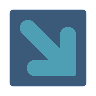 Ok aşağı sağ yuvarlak düz mavi ve mavi renkler düğmesi