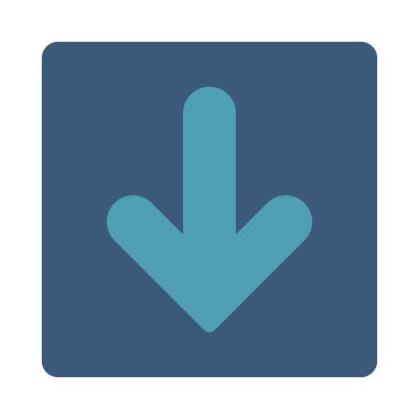 Ok aşağı yuvarlanmış düz mavi ve mavi renkler düğmesi