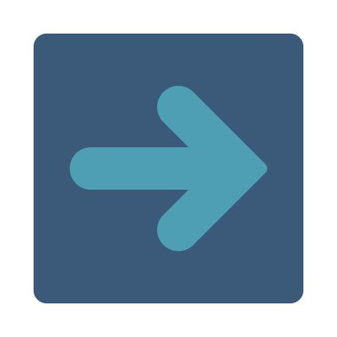 Ok sağ yuvarlak düz mavi ve mavi renkler düğmesi