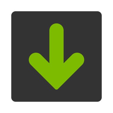 Ok aşağı düz eko yeşil ve gri renkler düğmesini yuvarlak