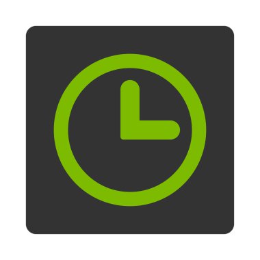 Saat düz eko yeşil ve gri renkler düğmesini yuvarlak