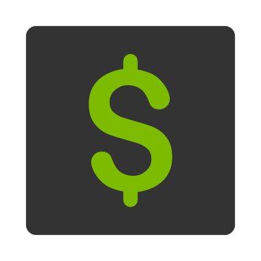 Doları düz eko yeşil ve gri renkler düğmesini yuvarlak