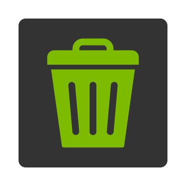 Çöp Can düz eko yeşil ve gri renkler düğmesini yuvarlak