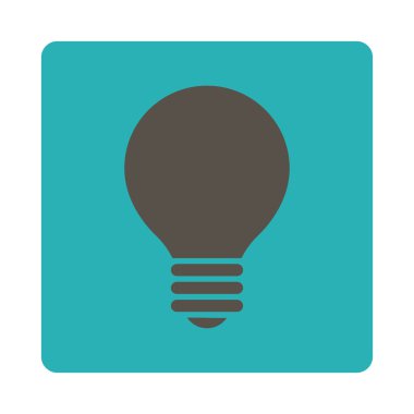 Elektrikli ampul yuvarlak düz gri ve mavi renkler düğmesi