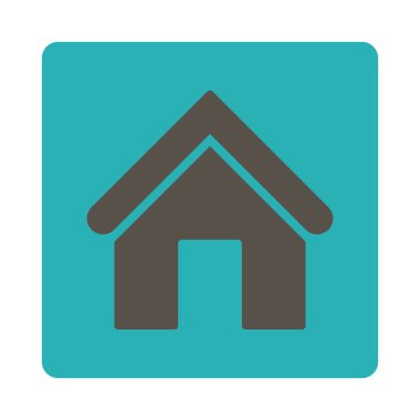 Yuvarlak ev düz gri ve mavi renkler düğmesi