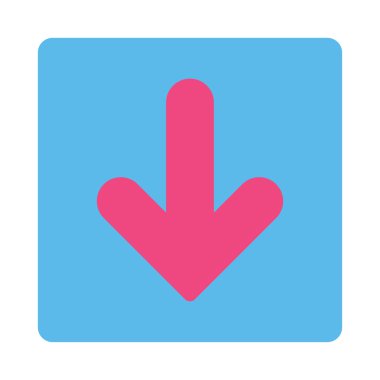 Ok aşağı yuvarlanmış düz pembe ve mavi renkler düğmesi