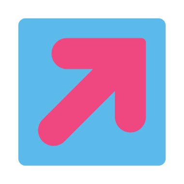 Ok yukarı sağ düz pembe ve mavi renkler düğmesini yuvarlak
