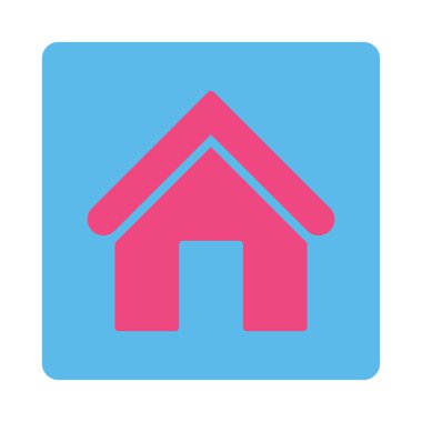 Yuvarlak ev düz pembe ve mavi renkler düğmesi