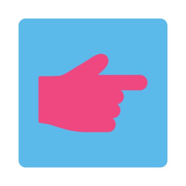 İşaret parmağı düz pembe ve mavi renkler düğmesini yuvarlak
