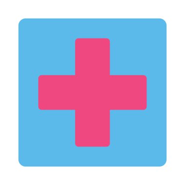 Artı düz pembe ve mavi renkler düğmesini yuvarlak