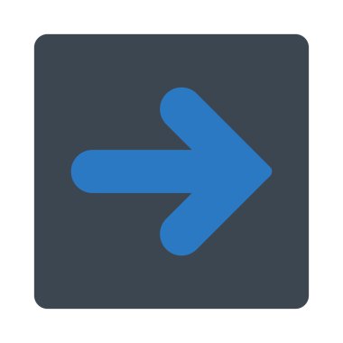 Ok sağ düz düz mavi renkler düğmesini yuvarlak