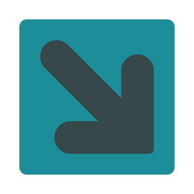 Ok aşağı sağ düz yumuşak mavi renkler düğmesini yuvarlak