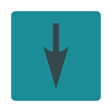 Aşağı keskin ok düz yumuşak mavi renkler düğmesini yuvarlak